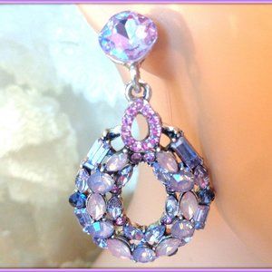 STUNNING LONG DANGLE DROP MULTI GEMSTONE LADIES EARRING